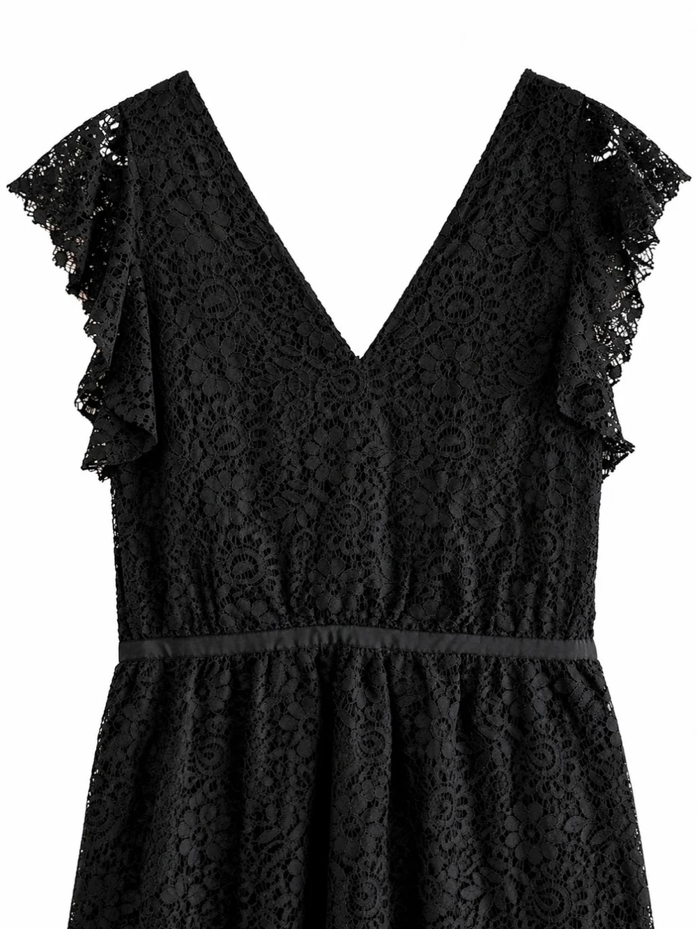 Madewell Black Lace Flutter Sleeve Special Occasion Dress - Size 14 - NWT - Picture 3 of 8